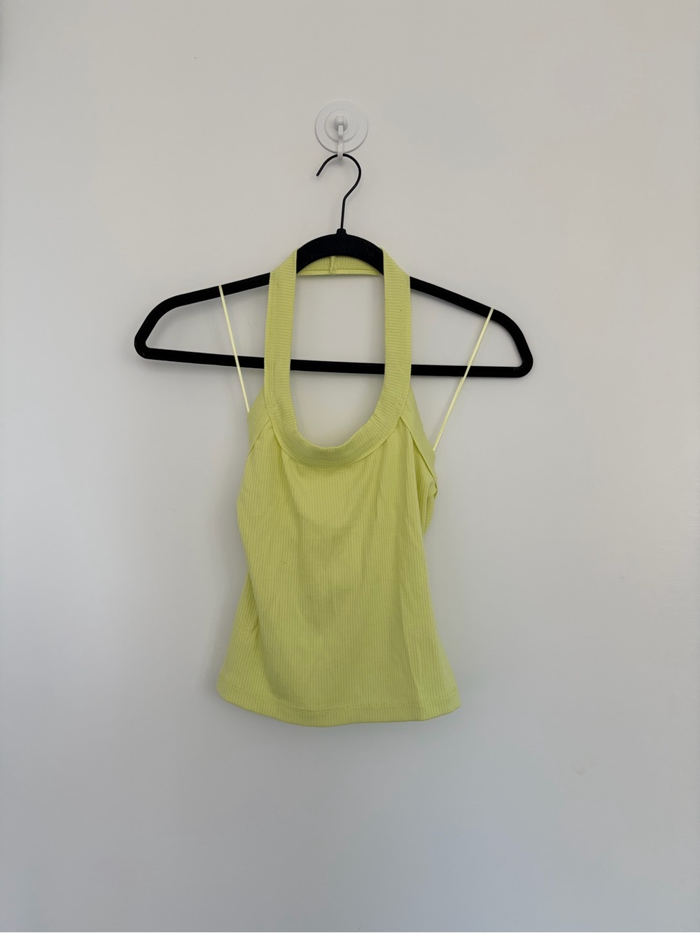 UO BDG Lime Green Ribbed Halter-Style Tank Top